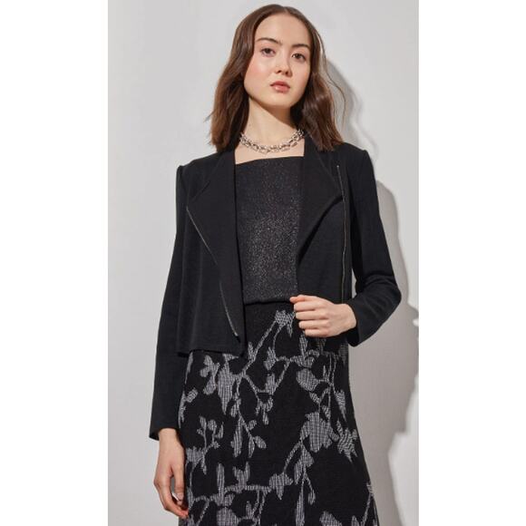 Ming Wang Tailored Moto Jacket Zip-Front Knit Size Large - Picture 5 of 8